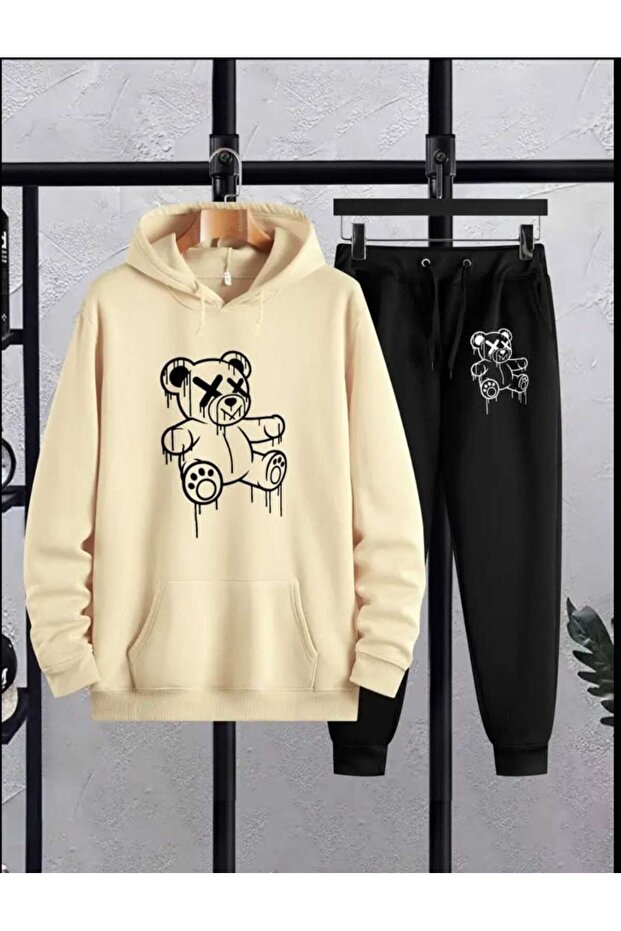 طقم جوجر منقوش على شكل دب تيدي للرجال - 2