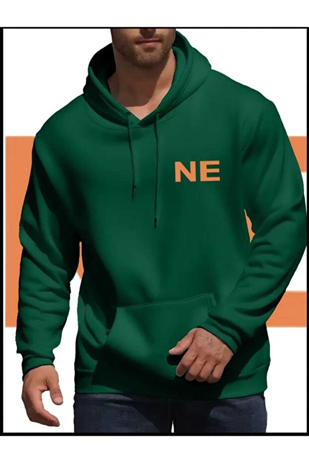 Ne Harf Printed Basic Hoodie - 1