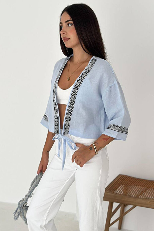 Women's Tie-Up Decor Stripe Crop Top Shirt– Street Muse