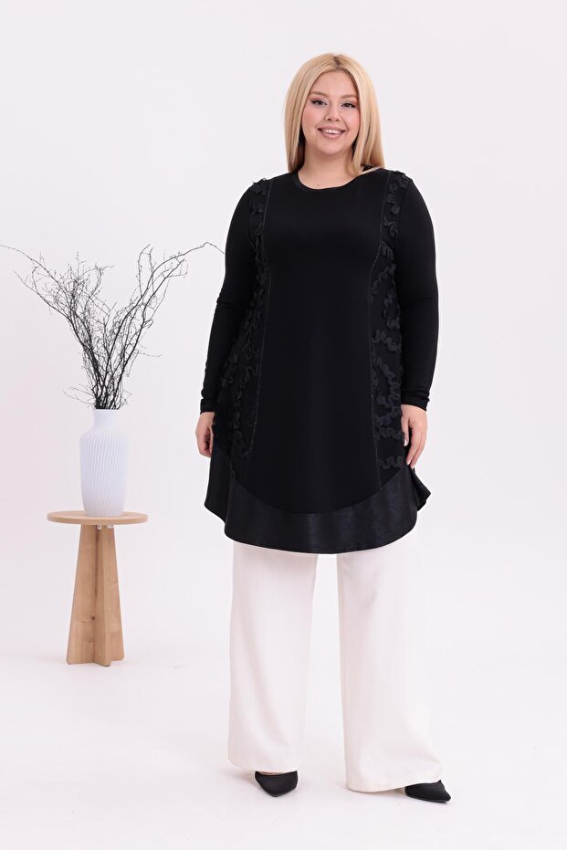 Plus Size Ruffled Tunic Blouse - 2