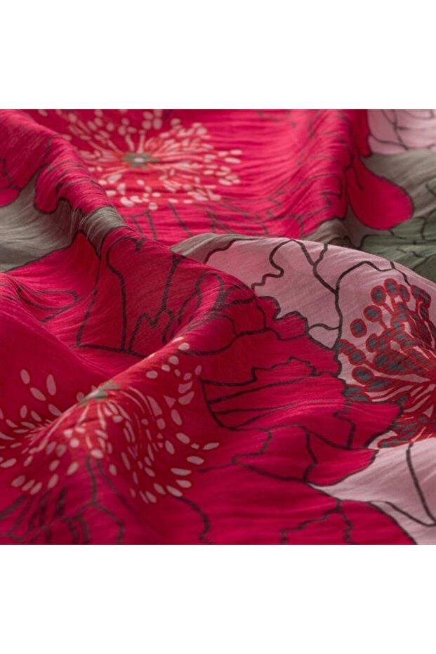 Patterned Tensoft Shawl - Hydrangea Basket Patterned - Cherry Gray - 3