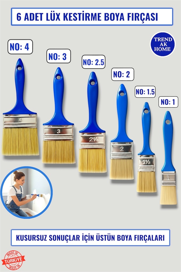 Set of 6 Luxury Cutting Paint Brushes (6 Pieces)