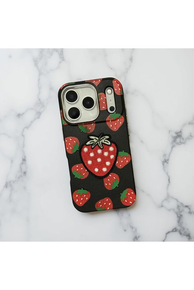 iPhone 17 Pro (6.1 Inch) Compatible Embossed Figured Patterned Leather Look Cute Case
