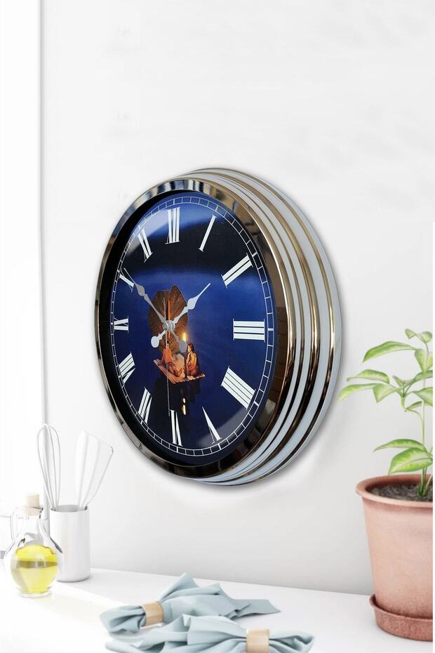 ساعة حائط من الرخام المعدني الكروم مقاس 40 سم - 2