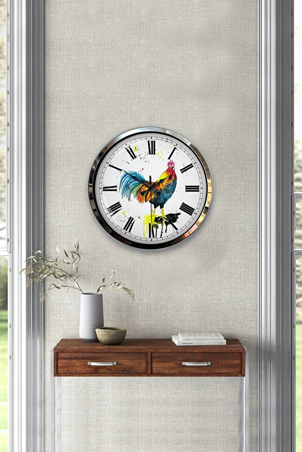 ساعة حائط من الرخام المعدني الكروم مقاس 40 سم - 3