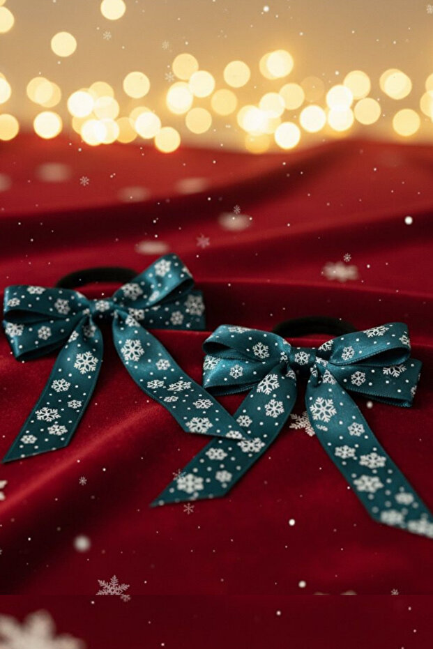 Women's Snowflake Figured Elastic Bow Model Set of 2 – New Year's Brooch