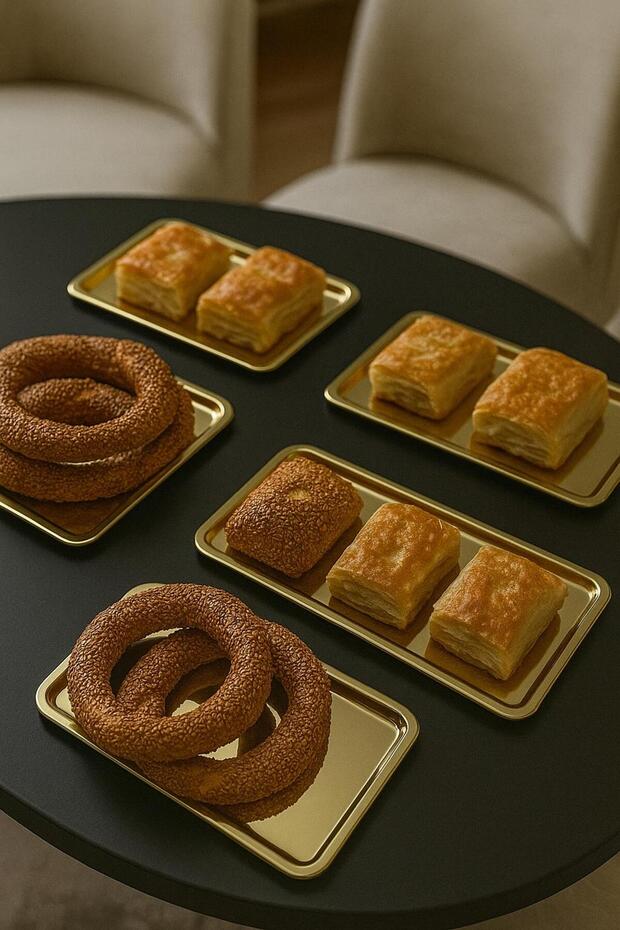 Luxury 6-Piece Stainless Steel Gold Color Baton for Tea, Coffee, Cake, Etc. Dowery and Snugness Tray