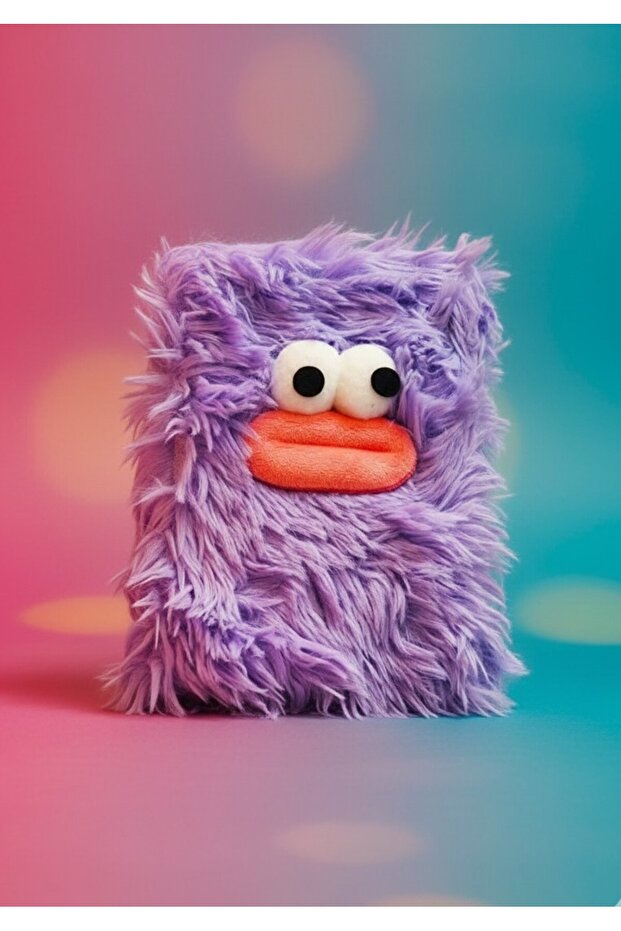 Cute Monster Furry Plush A5 Memory-Diary Notebook - 80 Sheets Lined Notepad - 1