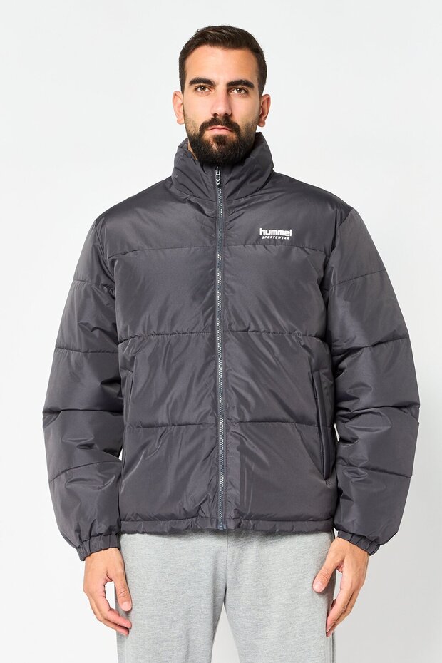 Men Sportswear Fit Long Sleeve Outdoor Bomber Jacket, Grey