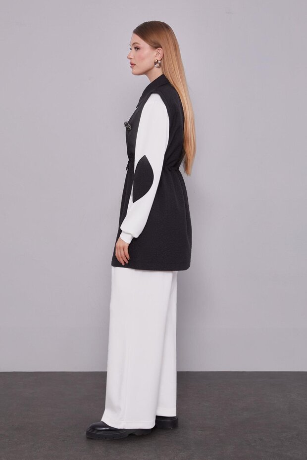 طقم ثلاثي منقوش ذاتيًا باللون الأسود طقم فيست - 3