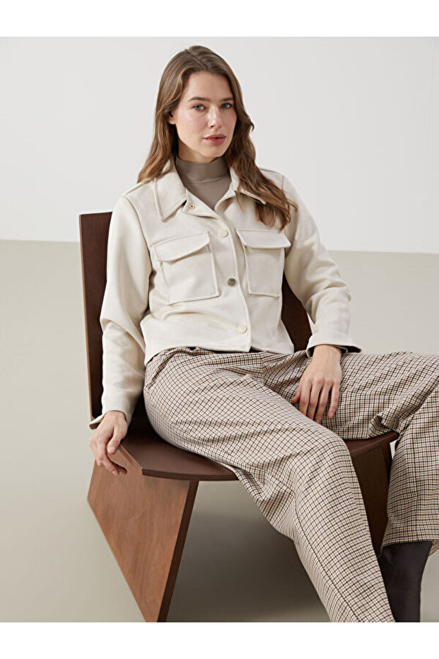 Shirt Collar Women's Suede Look Jacket