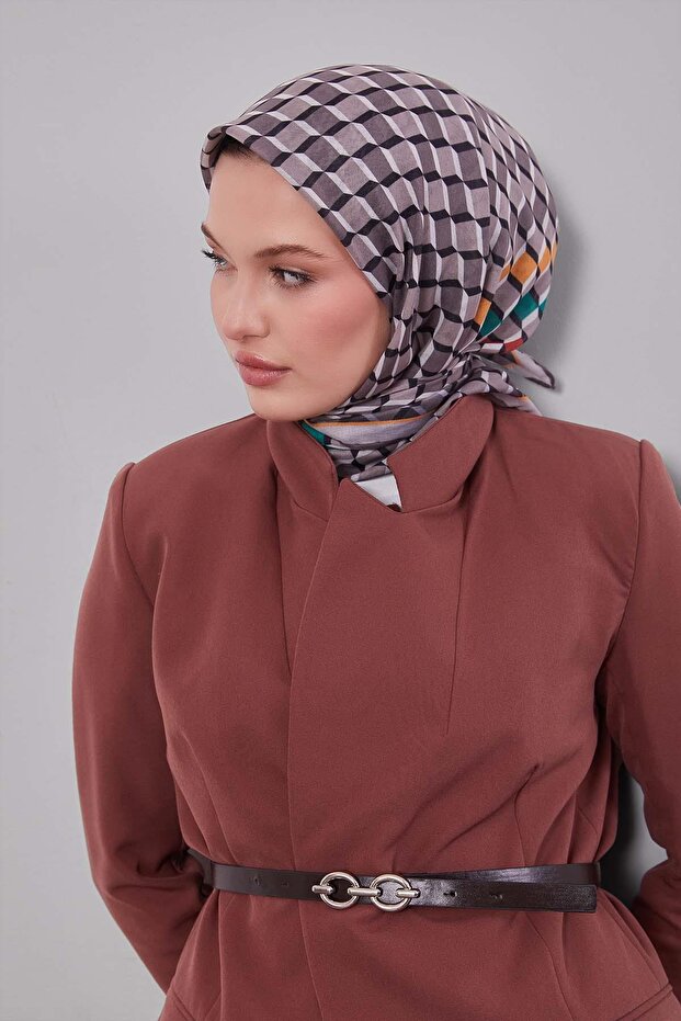 Stone Cube Pattern Soft Scarf - 3