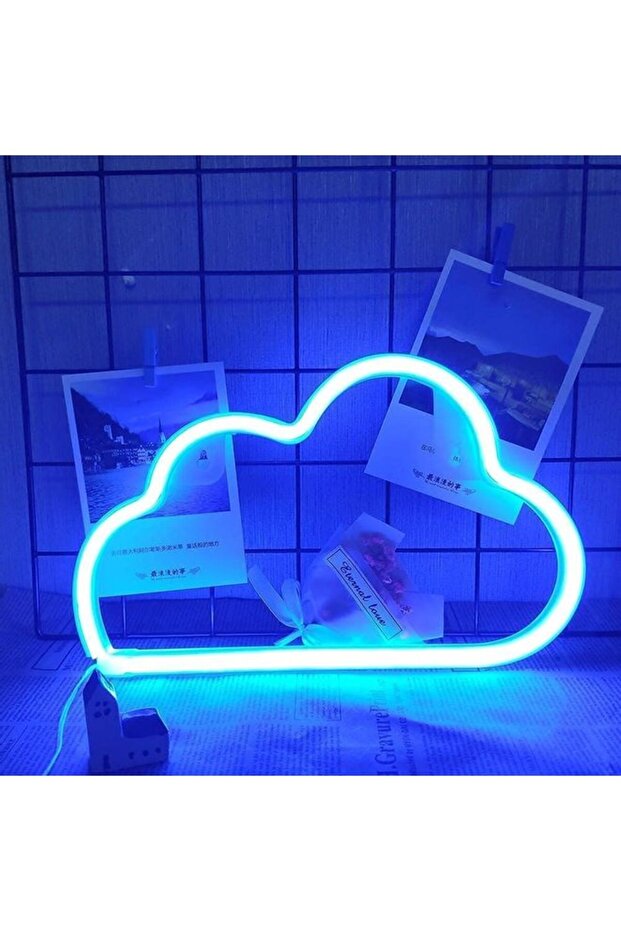 لافتات سحابية نيون زرقاء فاتحة - 3