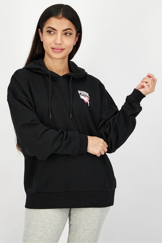 Women Sportswear Fit Long Sleeve Training Hoodie, Black