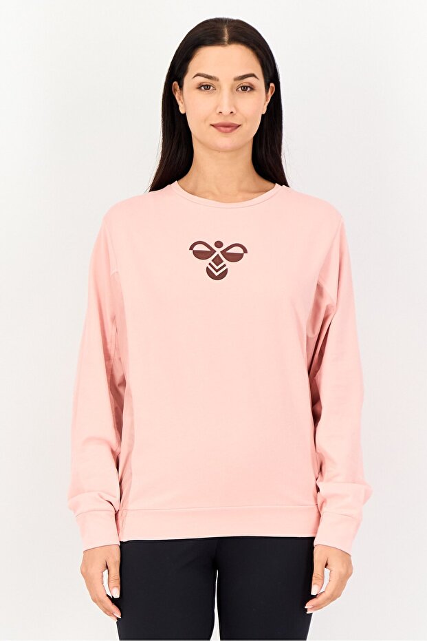 Women Sportswear Fit Long Sleeve Training Sweatshirt, Peach