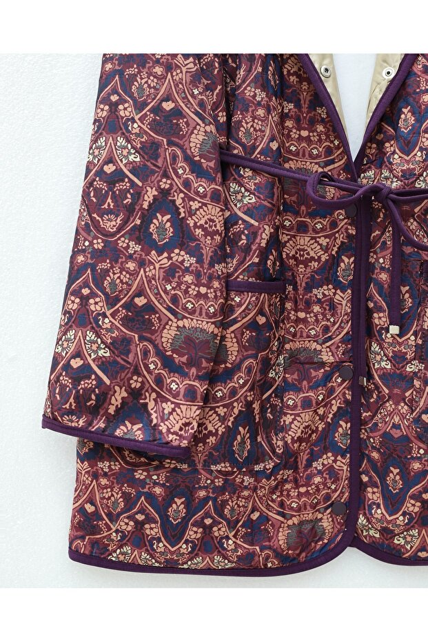 سترة مبطنة بجيبين وأزرار كبس - أرجواني - 6