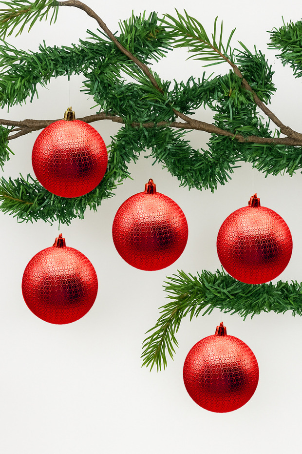 Christmas Pine Tree Ornament 8 cm Figured Shiny 6-Piece Cici Ball