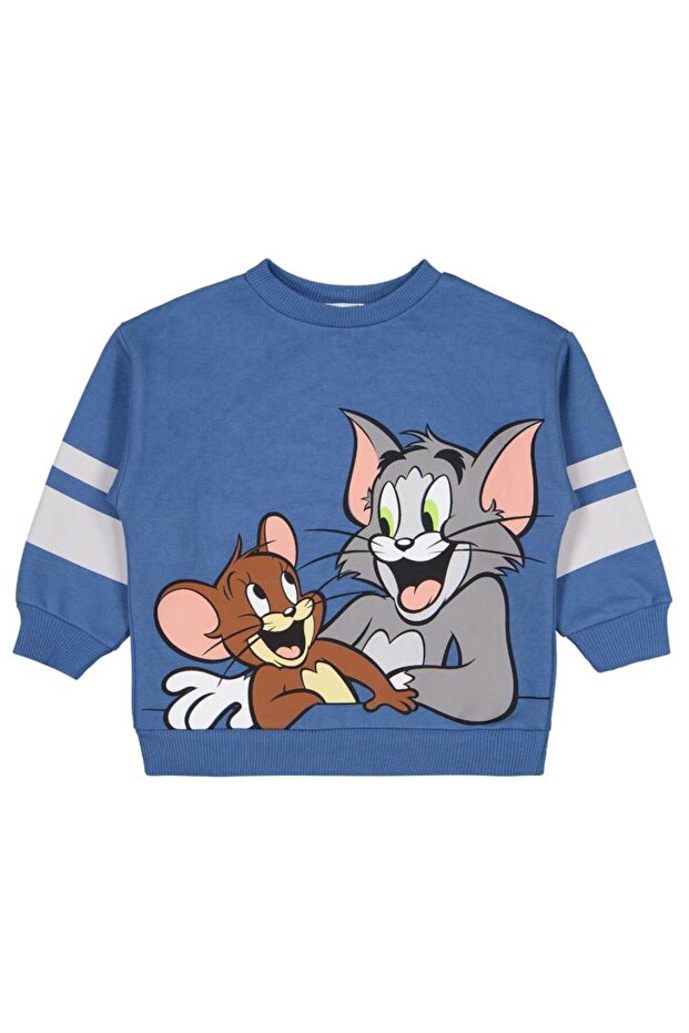 Sleeve Striped Printed 2-5 Years Old Sweatshirt - Blue 3-4 Years Old