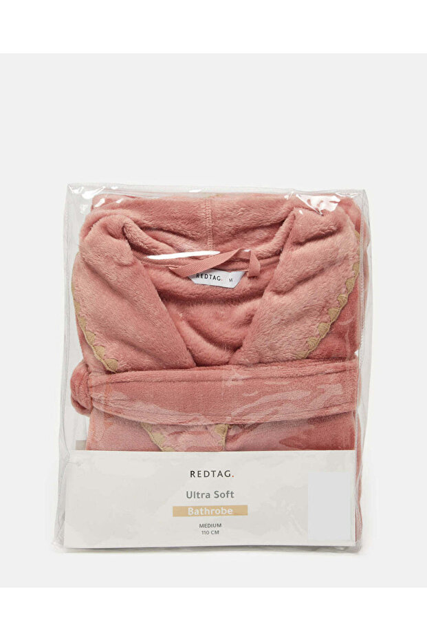 Pink Textured Fleece Bathrobe