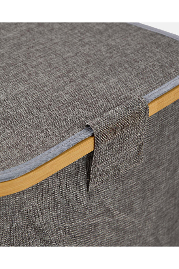 سلة مستطيلة رمادية مع غطاء - 5