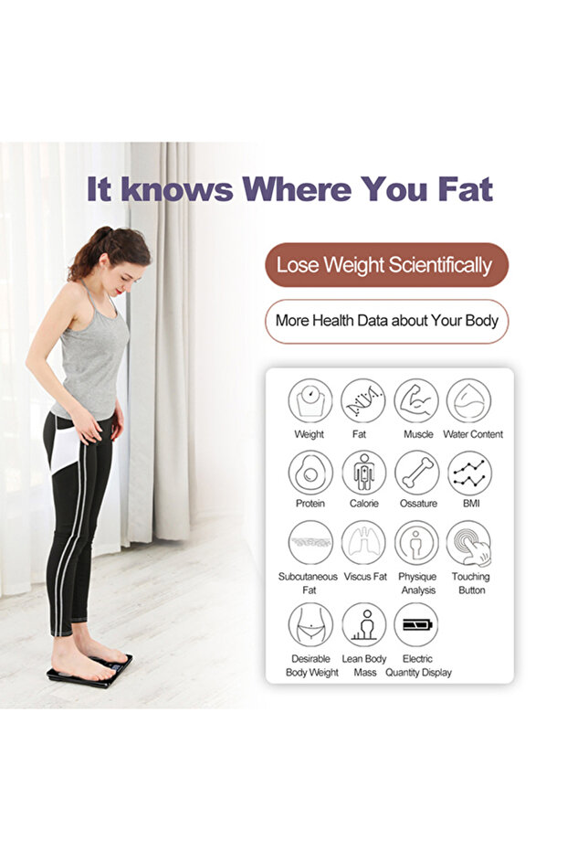 ميزان رقمي دقيق لقياس مؤشر كتلة الجسم الذكي - 6