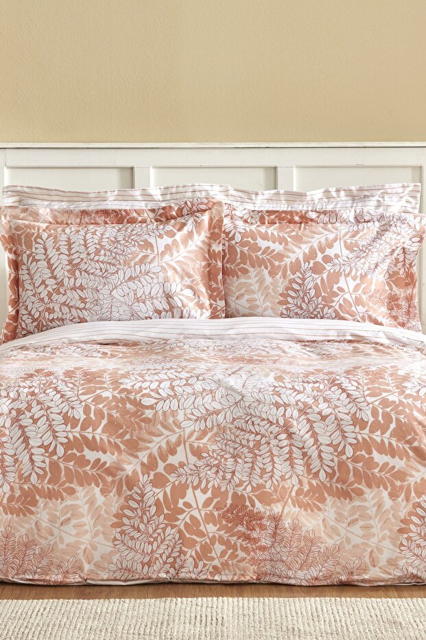 Hayley 100% Cotton Double Duvet Cover Set Salmon