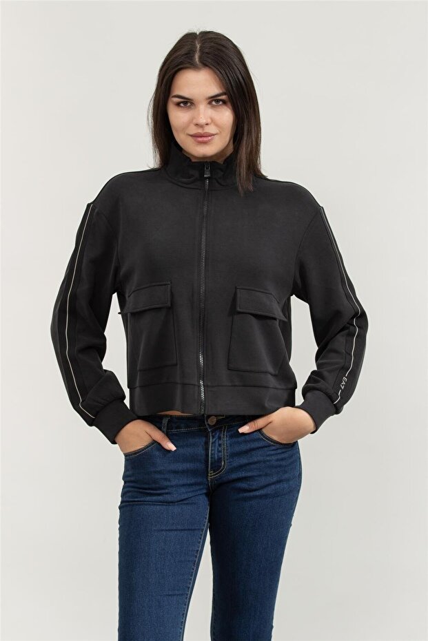 Kadın Fermuarlı Sweatshirt - 1