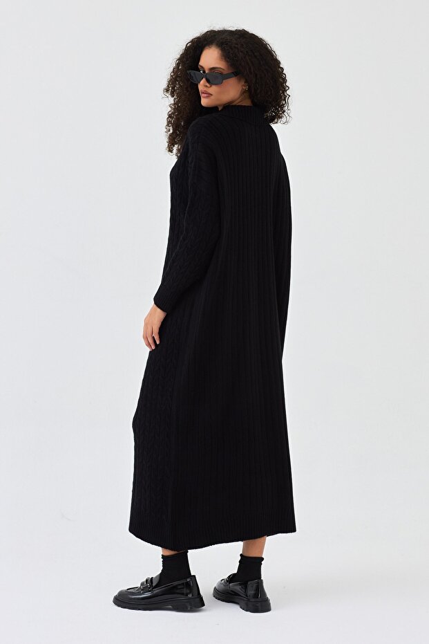 Lalezar Triko Elbise Siyah - 8