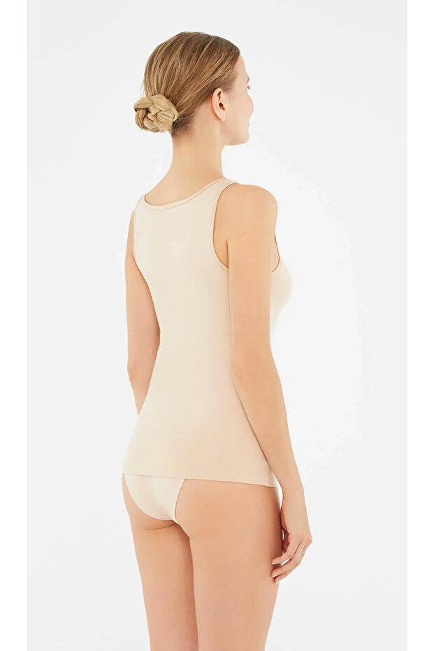 Kadın Geniş Yaka - Kalın Askılı, Basic % 95 Cotton 2'li Atlet - 6