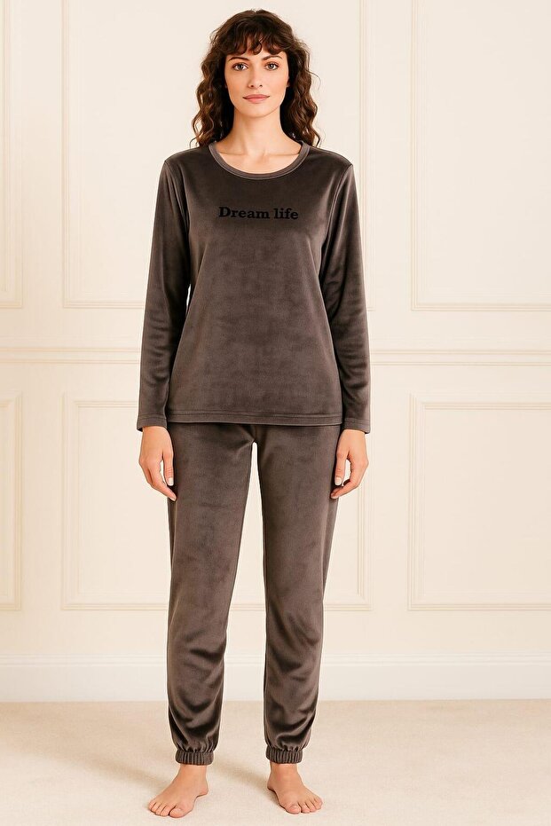 Women's 13164-063 Long Sleeve Velvet Pajama Set