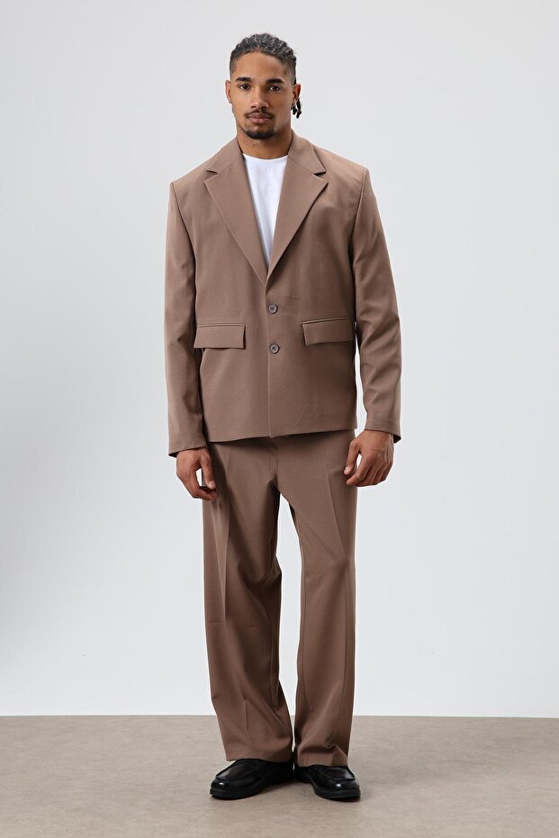 Relaxed Fit Suit Dress Brown