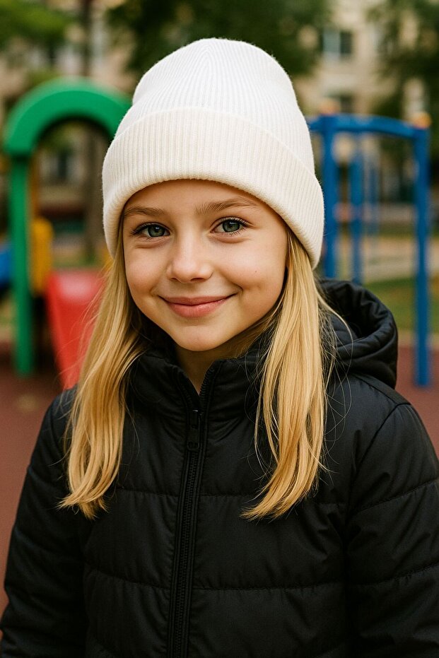 White Basic Girl's Beret 7-12 Years Old