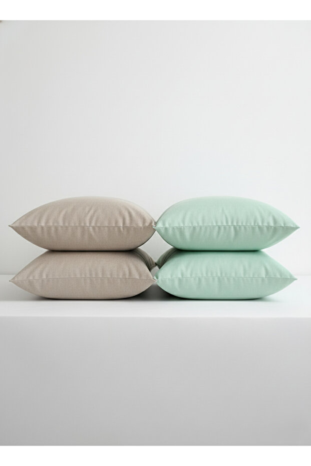 4-Piece Cotton Pillowcase Set 50X70 cm – Double Color Combination – 20 cm Cover Model