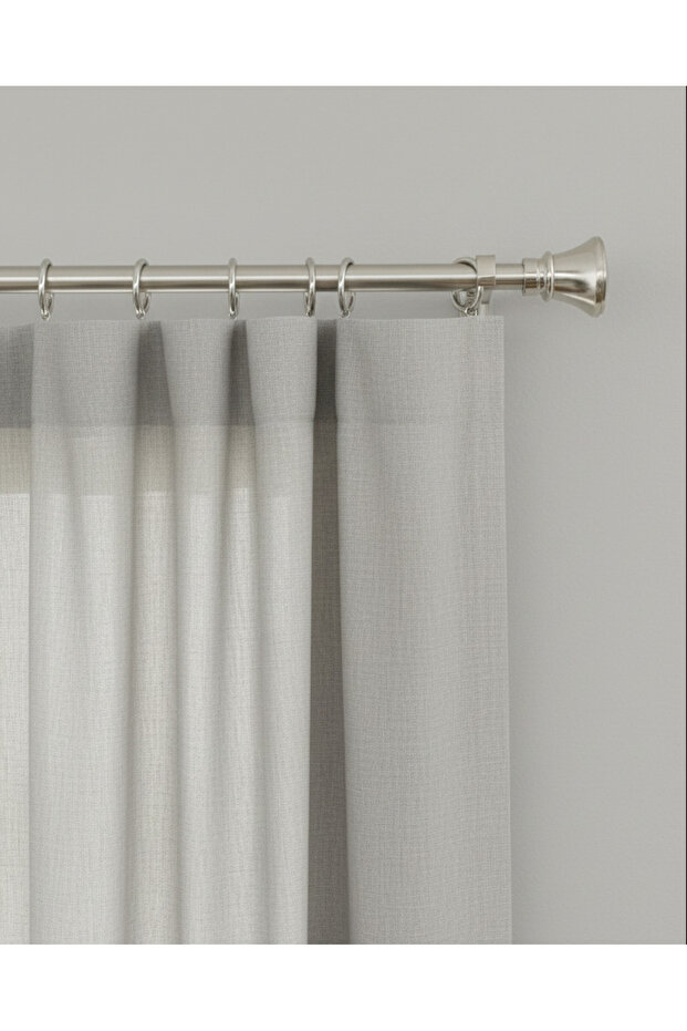 Silver Extendable Single Curtain Rod With Metal Finial