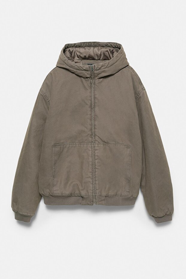 Kapüşonlu soluk efektli ceket - 6