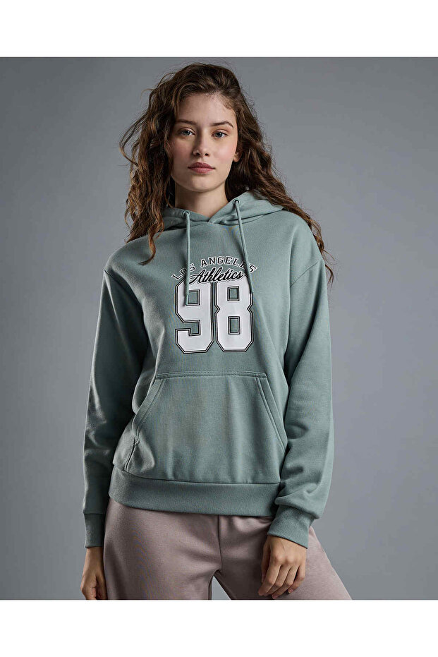 Printed Hoodie with Long Sleeves