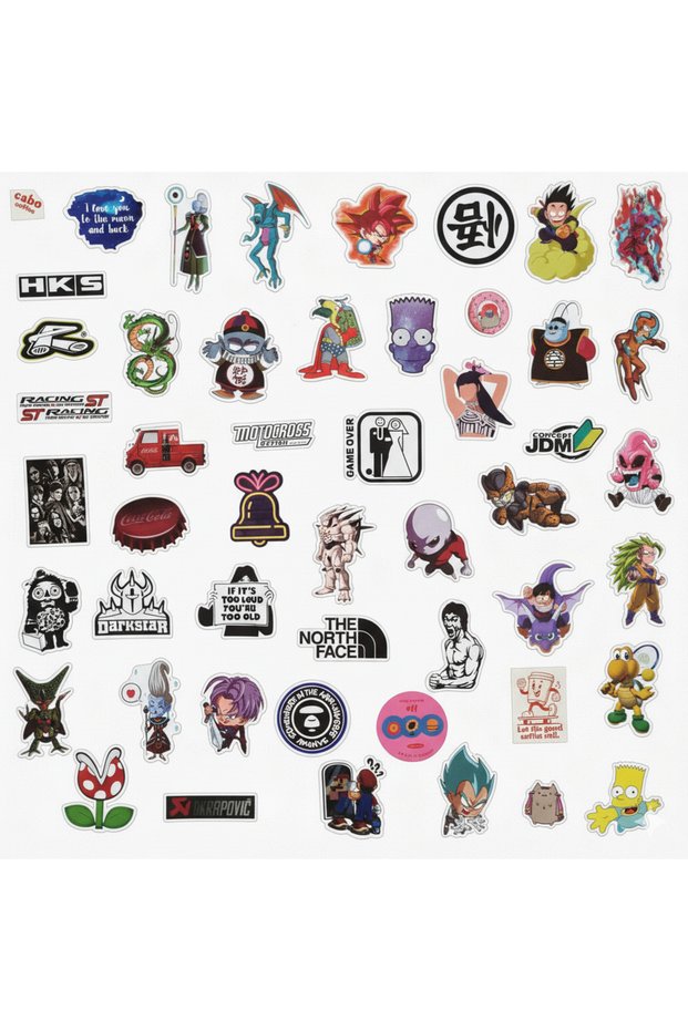 Sticker Pack (50 Pcs) – Cartoon, Anime & Logo Vinyl Stickers for Laptop, Phone, Luggage 11