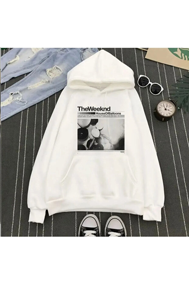 The Weekend Printed White Sweatshirt -Ghostella