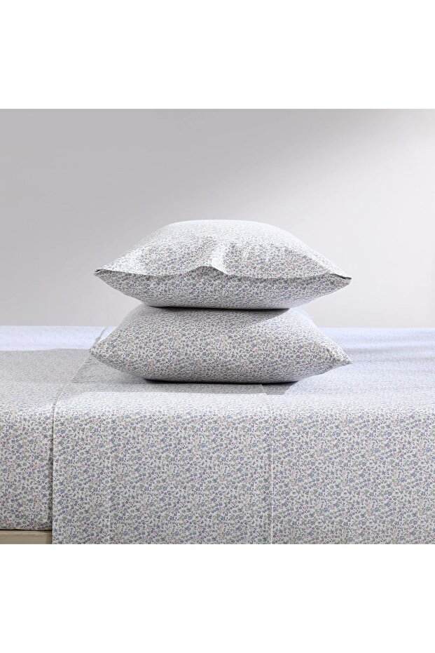 Home - Cotton Percale Bed Sheet Set, Twin, Imogen Purple, 300 Thread Count - 3