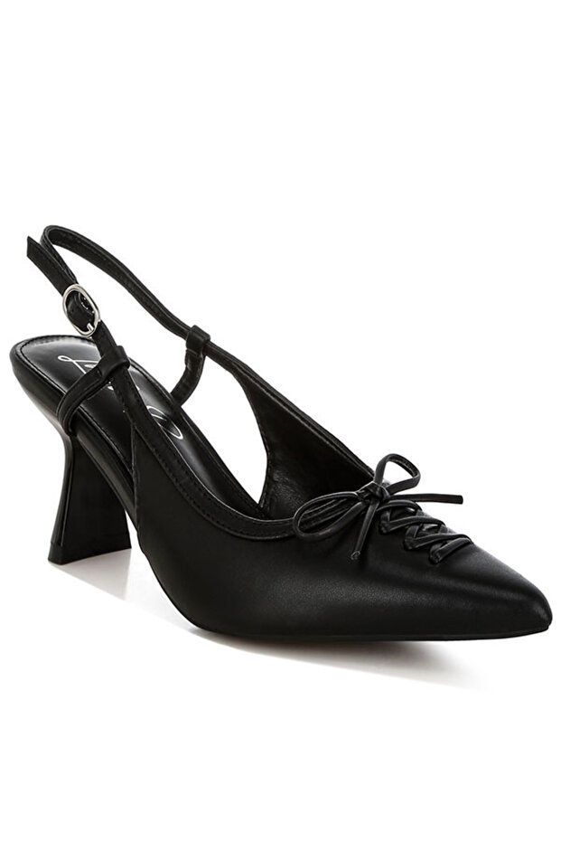 Women Kitten Heel Pointy Slingbacks in Black