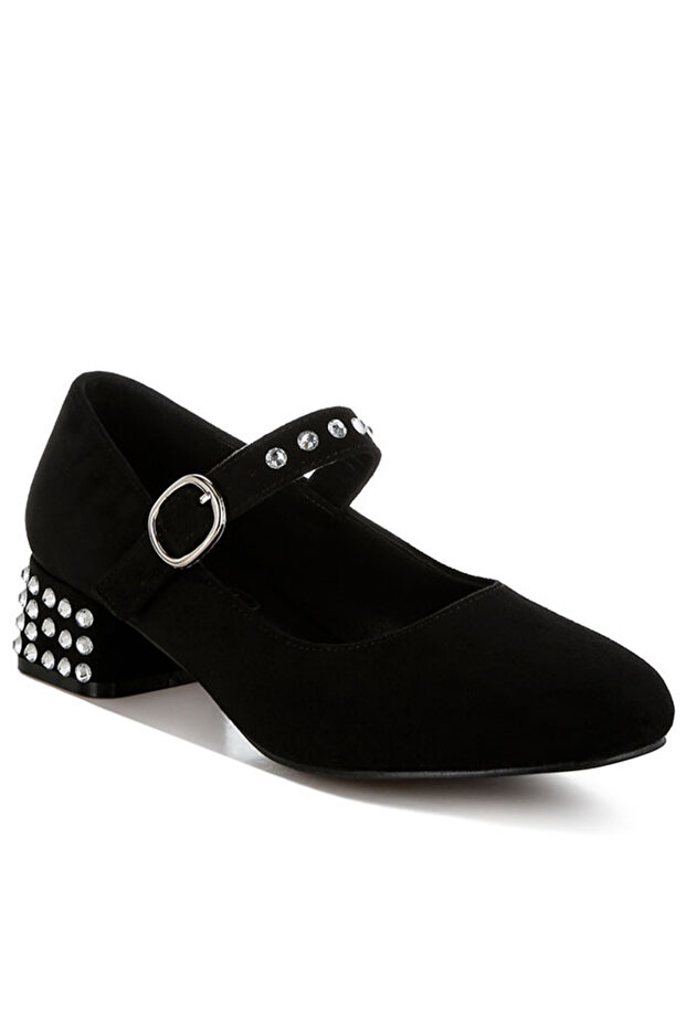 Women Studded Mary Jane Pumps in Black