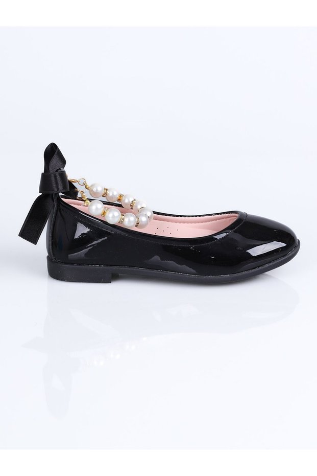 K.103 Ballerina Ballet Shoes with Ankle Pearls F.-Black - 36