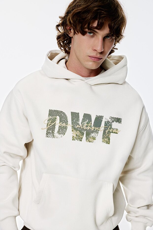 DWF grafik kapüşonlu sweatshirt - 6