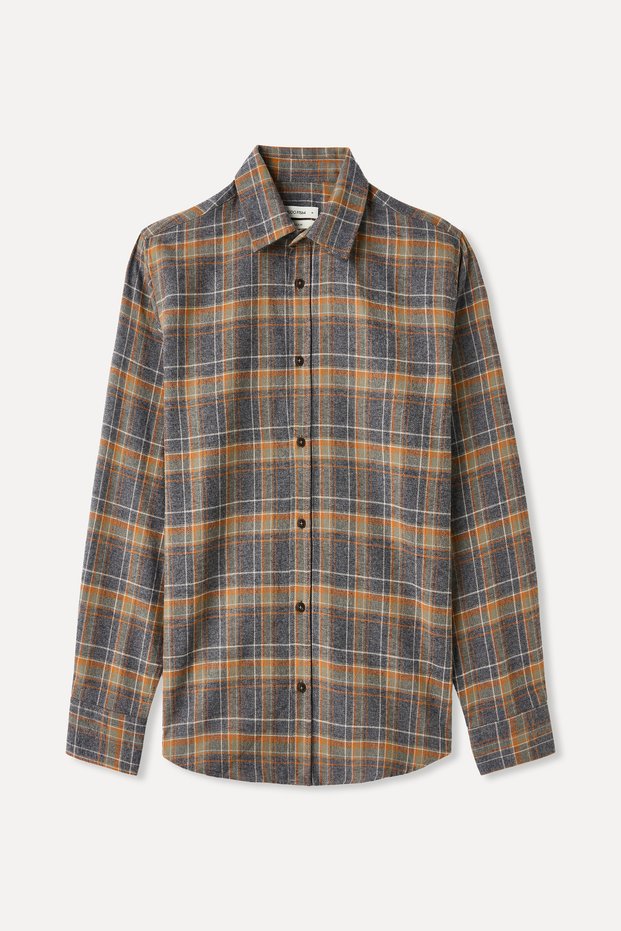 Men's Anthracite Regular Fit Plaid Long Sleeve Shirt