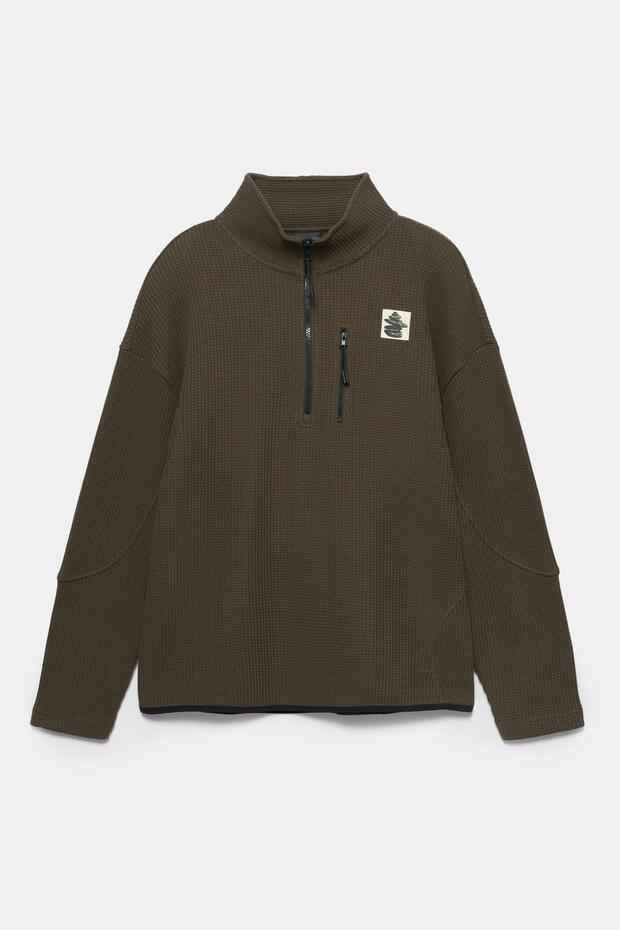 Fermuar yakalı grafik baskılı sweatshirt - 6