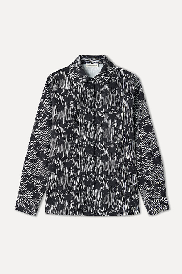 Women's Black Printed Long Sleeve Shirt