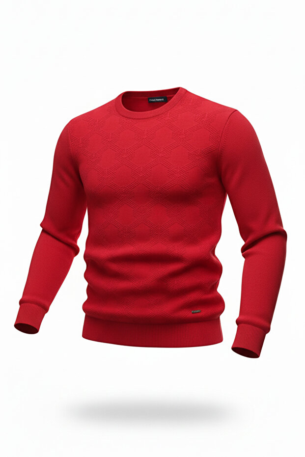 سترة رجالية بياقة دائرية ونقشة هندسية - 4