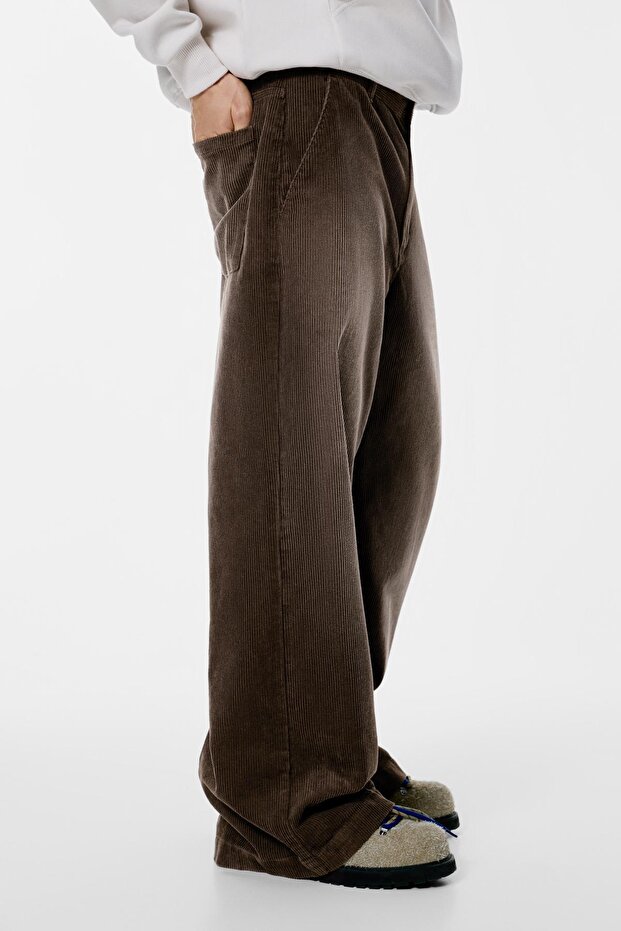 Çan kesim kadife pantolon - 4