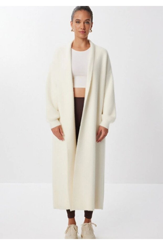 Yumuşak Dokulu Uzun Triko Hırka EKRU - 3