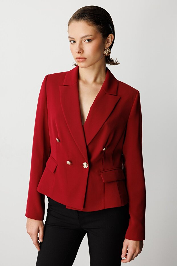 سترة مبطنة بياقة مزدوجة الصدر - 2